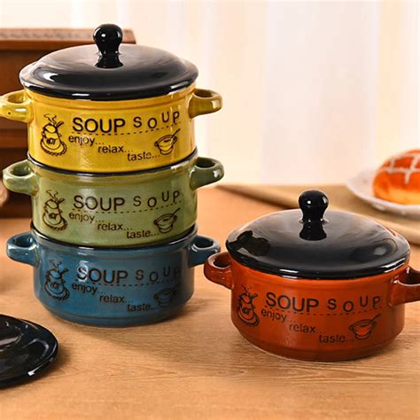 Fashion Heat Resistant 5 inch Korean Soup Ceramic Bowls With Lids, Bowls 001-in Bowls from Home ...