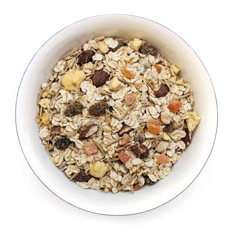 Bowl of Muesli Isolated on White Top View Stock Photo - Image of granola, isolated: 83915496