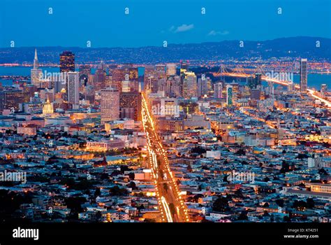 Aerial view of San Francisco at night Stock Photo - Alamy