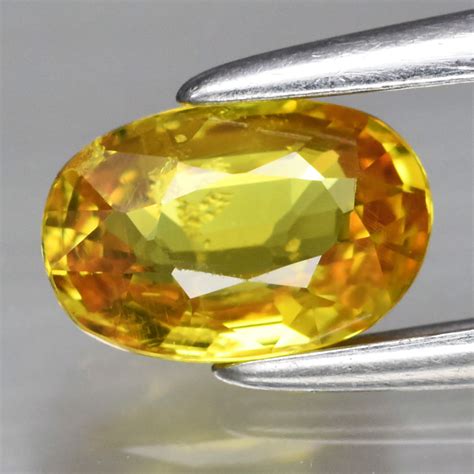 Genuine 100% Natural Yellow Sapphire 0.61ct 6.0 x 4.0 x 2.6mm Oval SI1 ...