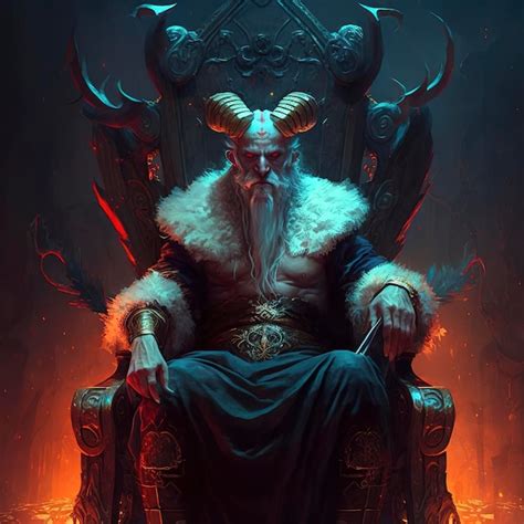 Premium Photo | Devil in hell demon sitting on a throne Warrior king ...