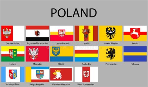 Todas Las Banderas De Las Regiones Polonia Stock de ilustración ...