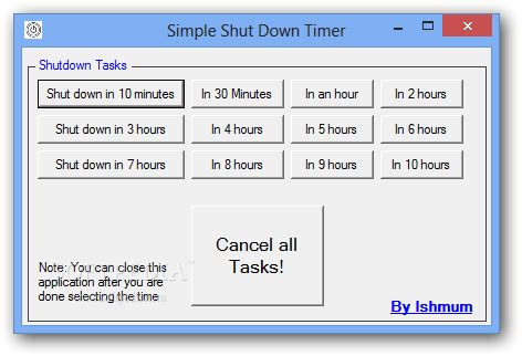 Simple Shut Down Timer 1.0.0.0 - Download, Screenshots