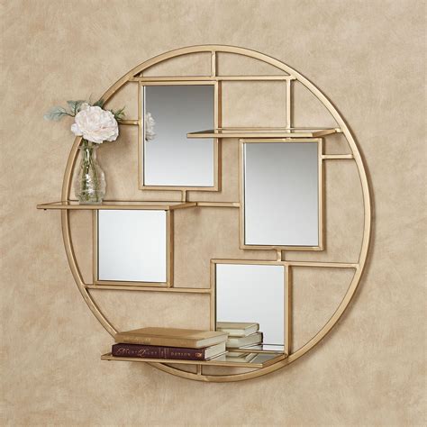 Brioni Gold Metal Mirrored Wall Art Shelf