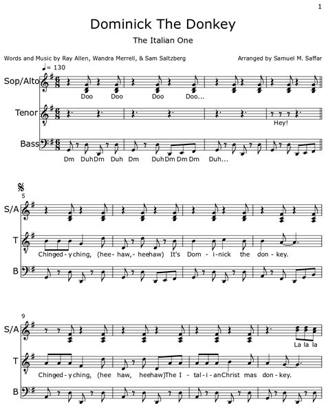 Dominick The Donkey - Sheet music for Piano