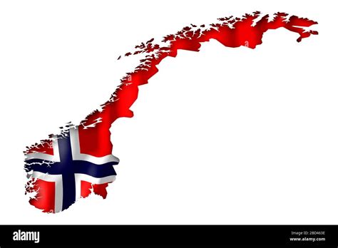 Norway - country shape and flag Stock Photo - Alamy