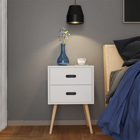 Rhodes Wooden Bedroom Side Table with 2 Drawer Storage - Decornation