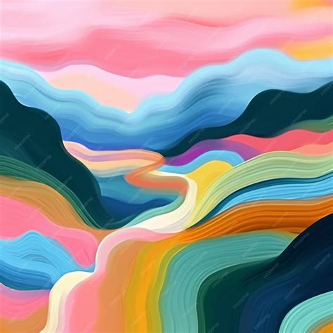 Premium AI Image | A colorful painting of a mountain landscape with a ...