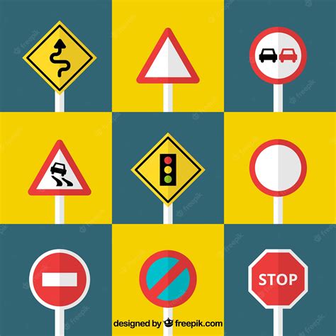 Premium Vector | Set of traffic signs in flat design