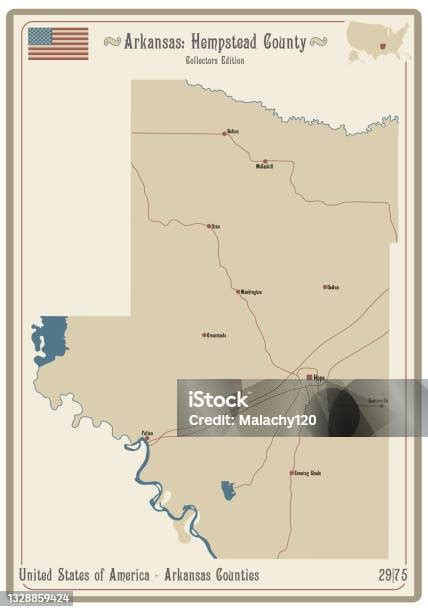 Map Of Hempstead County In Arkansas Stock Illustration - Download Image Now - Arkansas, Blue ...