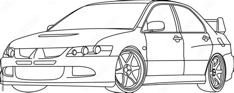 Car sketch. Vector illustration in black and white. Coloring paper, page, book.Car contour ...