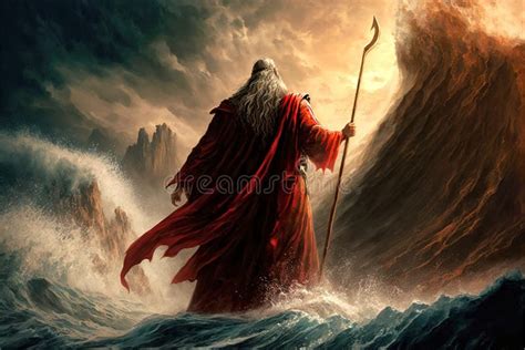 Moses Parting the Red Sea - AI Generative Stock Illustration ...