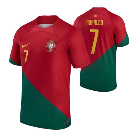 2022 World Cup Portugal Jersey Cristiano Ronaldo Home Red Authentic