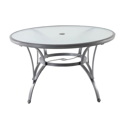 Outdoor Patio Glass Table Top Replacement Hampton Bay Commercial Grade Aluminum Brown Round ...