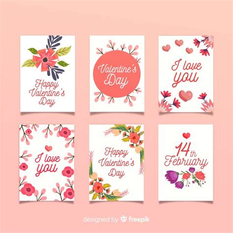 Free Vector | Floral valentine cards