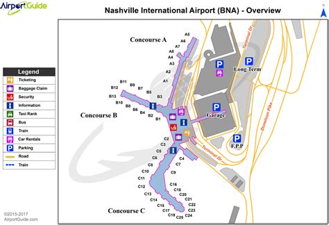 Nashville - Nashville International (BNA) Airport Terminal Map - Overview | Airport guide ...