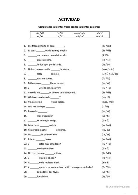 Resultado de imagen de tilde diacritica ejercicios para primaria | Recursos de enseñanza de ...