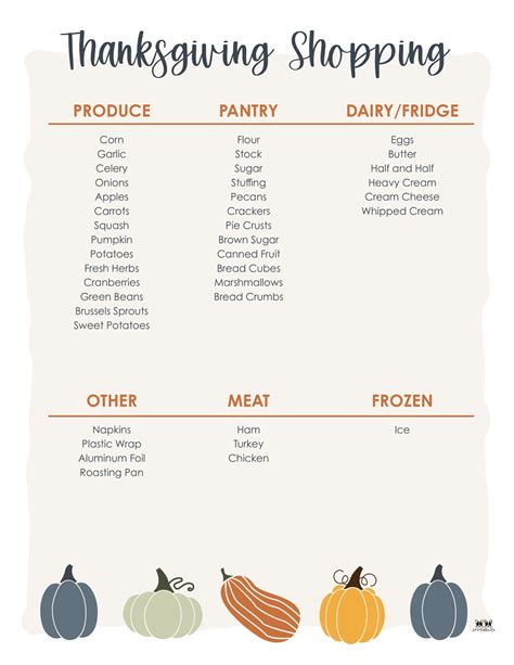 Thanksgiving Shopping Lists & Checklists - 30 FREE Printables | Printabulls