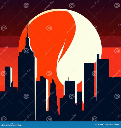 Silhouette of the City at Sunset. Vector Illustration in Flat Style ...