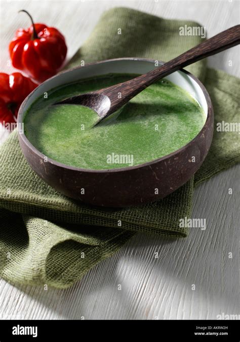 A bowl of Jamaican callaloo soup editorial food Stock Photo - Alamy