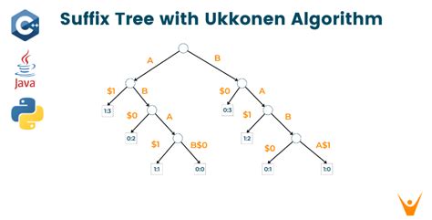 Ukkonen's Suffix Tree Algorithm (Python, C++ & Java code)