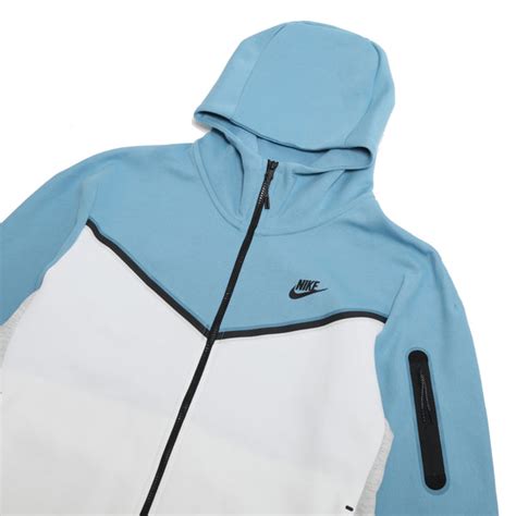 Nike Tech Fleece Hoodie Full Zip Cerulean White Grey Heather Black – Kong Online