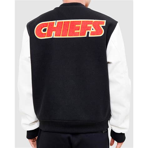 Black/White Wool/Leather College Kansas City Chiefs Varsity Jacket - Jackets Masters