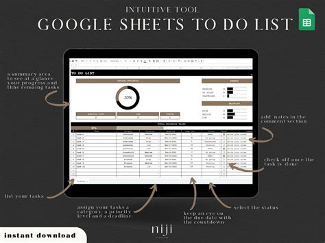 Google Sheets To-do List Template Spreadsheet Task List - Etsy