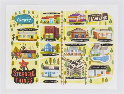 Stranger Things Hawkins Map Postcard - Fun Map from an awesome show