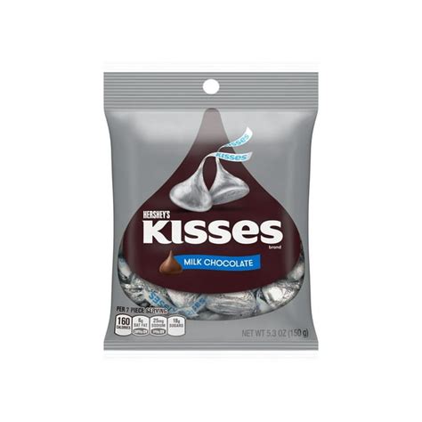 HERSHEY'S, KISSES Milk Chocolate Candy, Individually Wrapped, 5.3 oz, Bag - Walmart.com ...