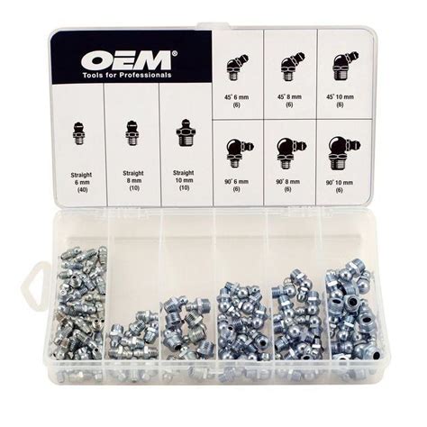 OEMTOOLS Metric Grease Fitting Assortment With Grease Fitting 96 Piece