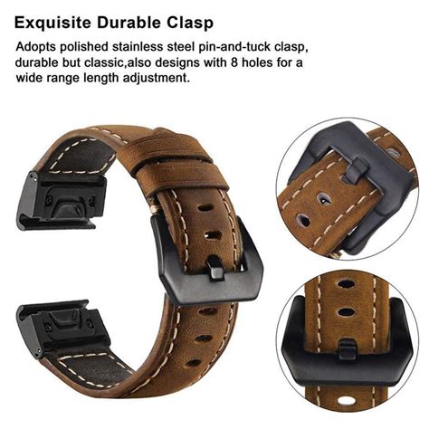 Genuine Leather Watch Band Strap for Garmin Fenix 6 6S 6X Plus 5 5S 5X ...