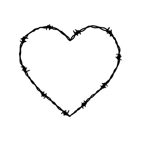 Premium Vector | Barbed wire heart shape frame hand drawn vector ...