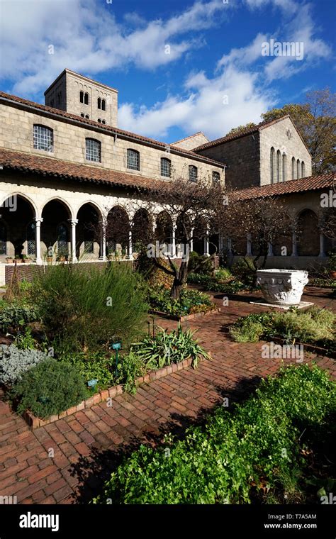 Bonnefont Cloisters and herb garden in the Met Cloisters museum.Metropolitan Museum of Art ...