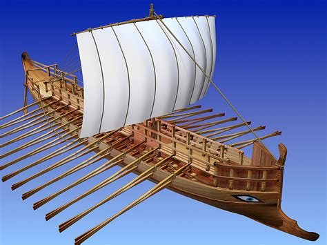 greek ancient ship bireme obj