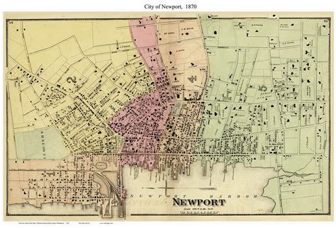 Newport City, Rhode Island 1870 - Old Town Map Reprint - OLD MAPS