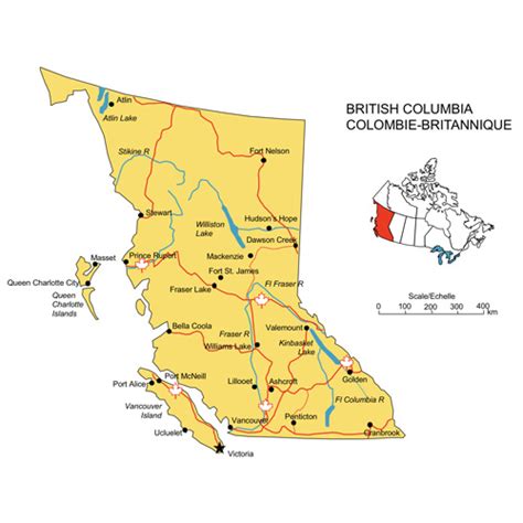 British Columbia, Canada Province PowerPoint Map, Highways, Waterways ...