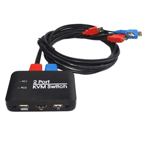 2 Port USB HD KVM Switch Switcher for Dual Monitor Keyboard Mouse HD ...