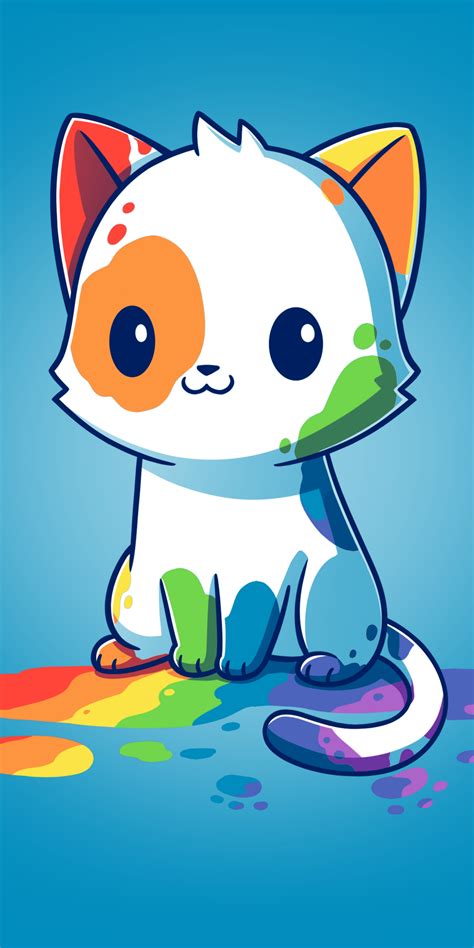 Rainbow cat Wallpaper 4K, Blue background, Cute Cat, 5K, 8K