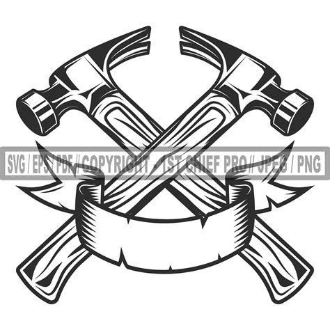 Hammer Svg With Ribbon Svg. Hammer Svg in Vintage Svg Design. Tool Svg, Ribbon Svg or Retro ...