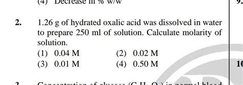 1.26 g of hydrated oxalic acid was dissolved in water to prepare 250ml of..