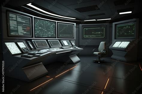 empty modern futuristic command center interior ,Generative AI Stock ...