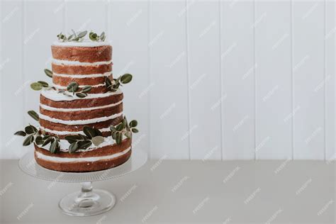 Free Photo | Beautiful wedding cake on white background with space to the right