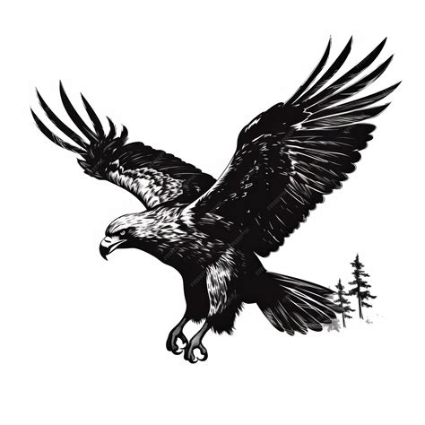 Premium AI Image | A silhouette black and white drawing of an eagle