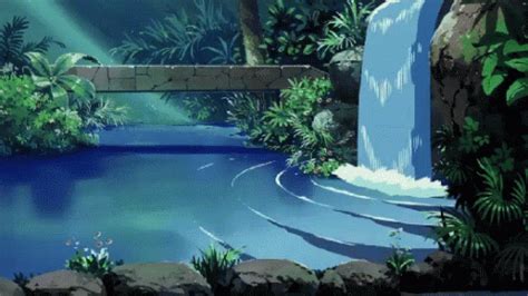 Pin by Jammi squad on My Saves | Waterfall background, Anime places, Nature gif