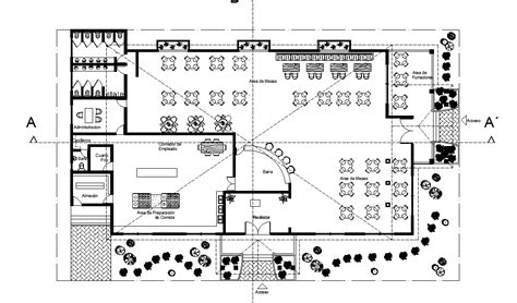 Restaurant With Dining Area AutoCAD Drawing DWG File - Cadbull