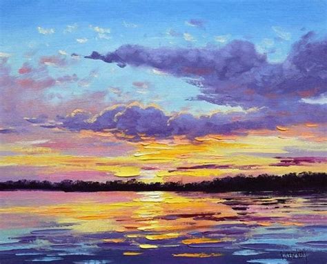 SUNSET Oil Painting , Sunrise. Sunset Ocean, Sunset Clouds, Colorful ...