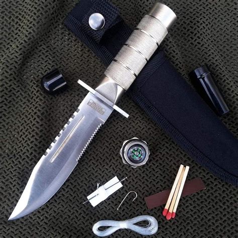 8.5" SURVIVAL COMBAT TACTICAL SERRATED HUNTING KNIFE w/ SHEATH Bowie ...