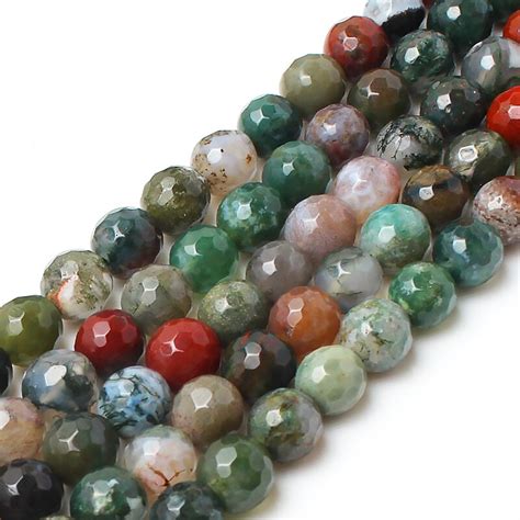 Natrual Faceted Indian Agate Stone Round Beads For Jewelry Making Bracelet Necklace 4/6/8/10/12 ...