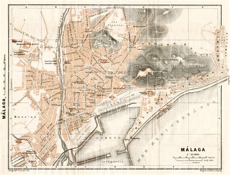 Old map of Málaga in 1911. Buy vintage map replica poster print or ...